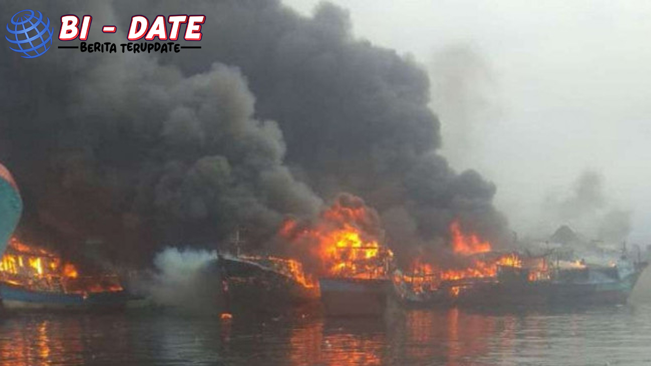 Muara Baru Panik Kapal Terbakar, Asap 3 Meter Tinggi